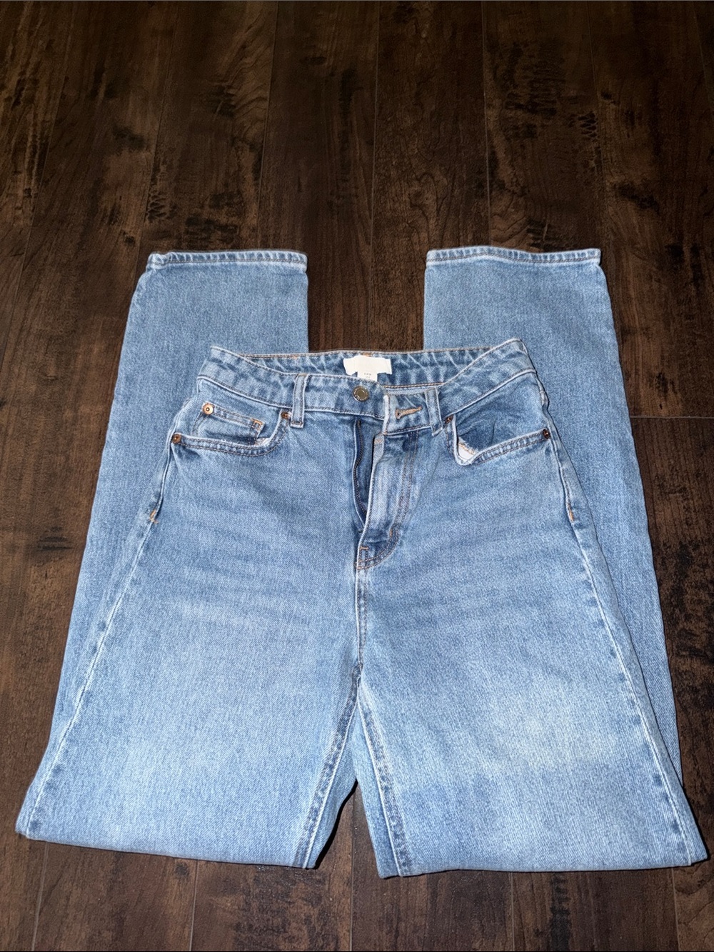 H&M Light Blue High-Rise Straight Leg Jeans